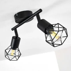 Plafonnier Baripada Noir, 2 Lumieres
