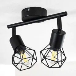 Plafonnier Baripada Noir, 2 Lumieres
