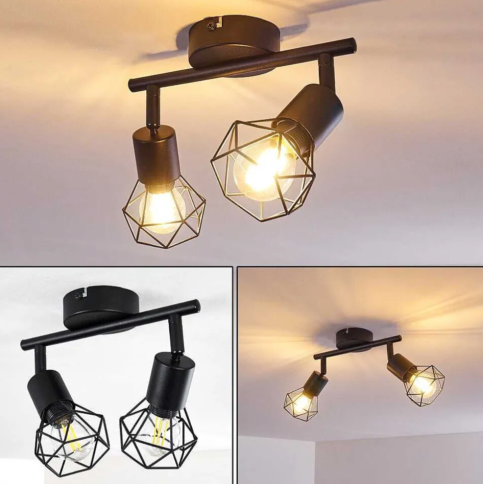 Plafonnier Baripada Noir, 2 Lumieres