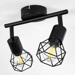 Plafonnier Baripada Noir, 2 Lumieres