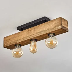 Plafonnier Berat Brun, Noir, 3 Lumieres