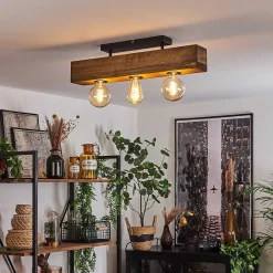 Plafonnier Berat Brun, Noir, 3 Lumieres