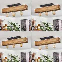 Plafonnier Berat Brun, Noir, 3 Lumieres