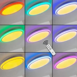 Plafonnier Bermeo Led Blanc, 2 Lumieres, Telecommandes, Changeur De Couleurs