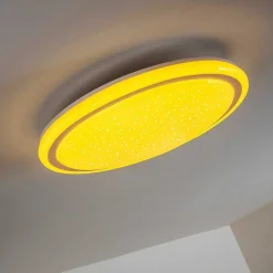 Plafonnier Bermeo Led Blanc, 2 Lumieres, Telecommandes, Changeur De Couleurs