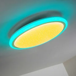 Plafonnier Bermeo Led Blanc, 2 Lumieres, Telecommandes, Changeur De Couleurs