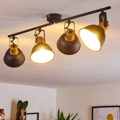 Plafonnier Blackburn Noir Dore, 4 Lumieres