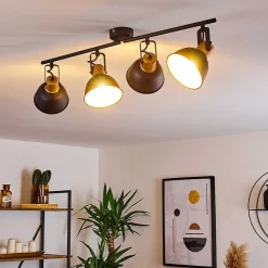 Plafonnier Blackburn Noir Dore, 4 Lumieres