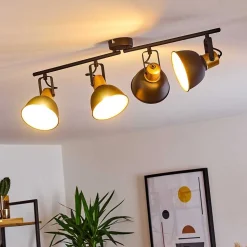 Plafonnier Blackburn Noir Dore, 4 Lumieres