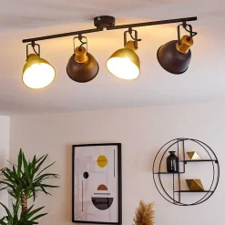 Plafonnier Blackburn Noir Dore, 4 Lumieres