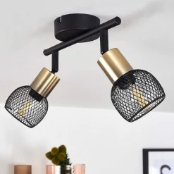 Plafonnier Cairns Vieux Laiton, Noir, 2 Lumieres