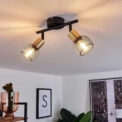 Plafonnier Cairns Vieux Laiton, Noir, 2 Lumieres