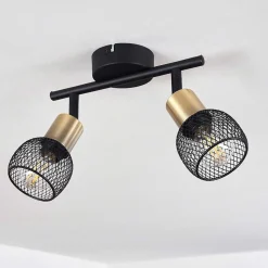 Plafonnier Cairns Vieux Laiton, Noir, 2 Lumieres