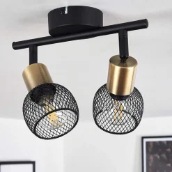 Plafonnier Cairns Vieux Laiton, Noir, 2 Lumieres