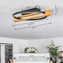 Plafonnier Carcano Led Ecru, Noir, 1 Lumiere