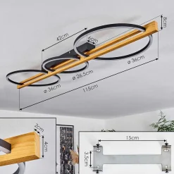 Plafonnier Carcano Led Noir, 3 Lumieres