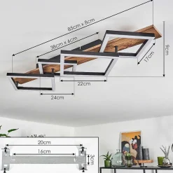 Plafonnier Cascada Led Brun, Couleur Bois, Noir, 1 Lumiere