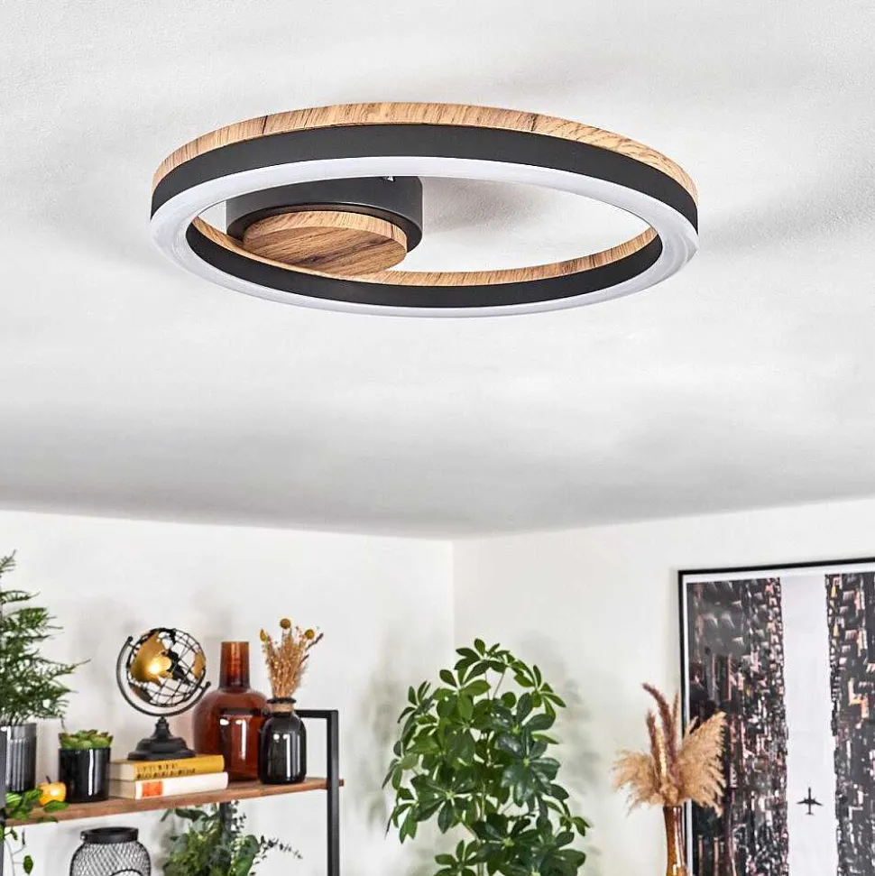 Plafonnier Cascada Led Brun, Couleur Bois, Noir, 1 Lumiere