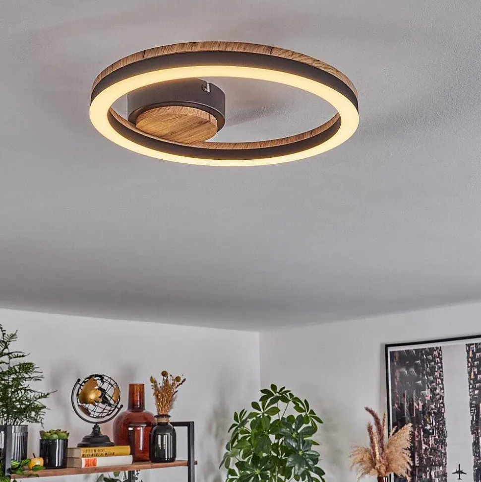 Plafonnier Cascada Led Brun, Couleur Bois, Noir, 1 Lumiere