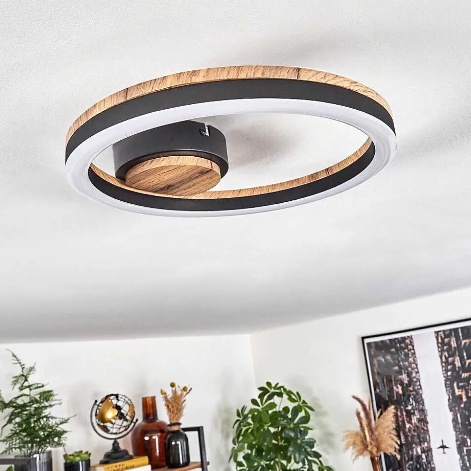 Plafonnier Cascada Led Brun, Couleur Bois, Noir, 1 Lumiere