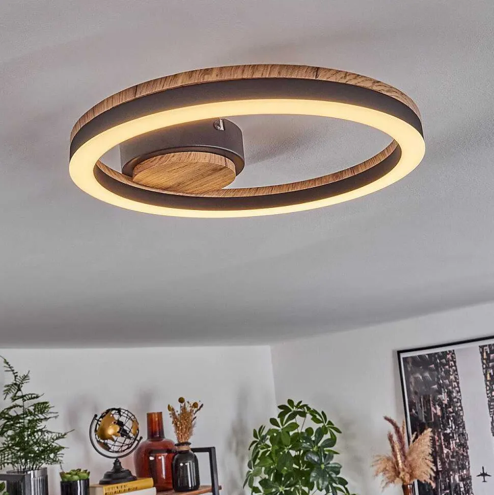 Plafonnier Cascada Led Brun, Couleur Bois, Noir, 1 Lumiere