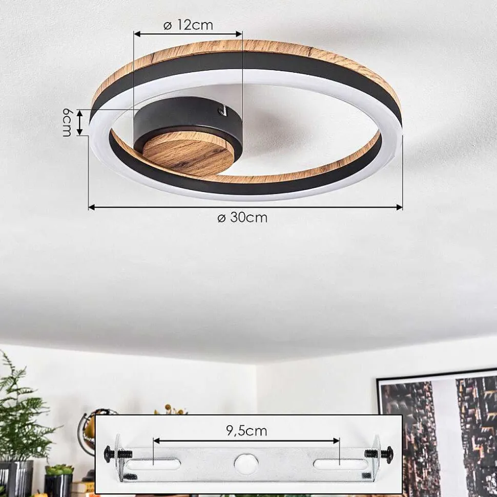 Plafonnier Cascada Led Brun, Couleur Bois, Noir, 1 Lumiere