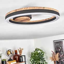 Plafonnier Cascada Led Brun, Couleur Bois, Noir, 1 Lumiere