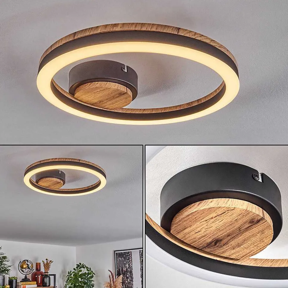 Plafonnier Cascada Led Brun, Couleur Bois, Noir, 1 Lumiere