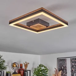 Plafonnier Cascada Led Brun, Couleur Bois, Noir, 1 Lumiere