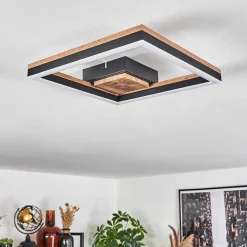 Plafonnier Cascada Led Brun, Couleur Bois, Noir, 1 Lumiere