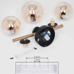 Plafonnier Chehalis Led Laiton, Noir, 3 Lumieres