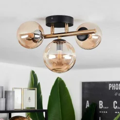 Plafonnier Chehalis Led Laiton, Noir, 3 Lumieres