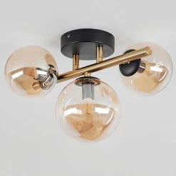 Plafonnier Chehalis Led Laiton, Noir, 3 Lumieres