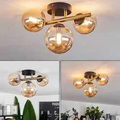 Plafonnier Chehalis Led Laiton, Noir, 3 Lumieres