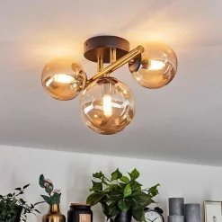 Plafonnier Chehalis Led Laiton, Noir, 3 Lumieres