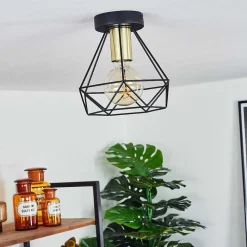 Plafonnier Denno Or, Noir, 1 Lumiere