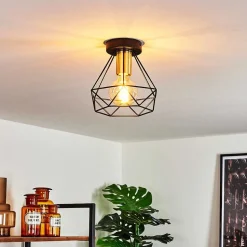 Plafonnier Denno Or, Noir, 1 Lumiere