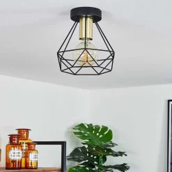 Plafonnier Denno Or, Noir, 1 Lumiere