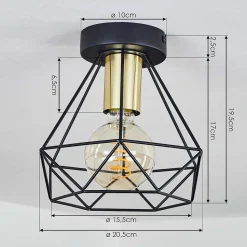 Plafonnier Denno Or, Noir, 1 Lumiere