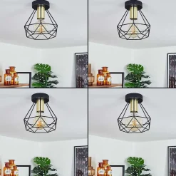 Plafonnier Denno Or, Noir, 1 Lumiere