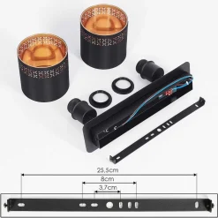 Plafonnier Ecuador Noir, 2 Lumieres