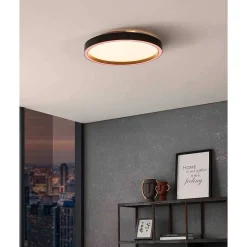 Plafonnier Eglo Montemorelos-Z Led Noir, 1 Lumiere, Changeur De Couleurs