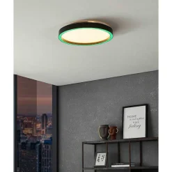 Plafonnier Eglo Montemorelos-Z Led Noir, 1 Lumiere, Changeur De Couleurs