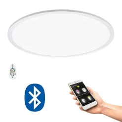 Plafonnier Eglo Sarsina-C Led Blanc, 1 Lumiere, Telecommandes, Changeur De Couleurs