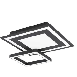 Plafonnier Eglo Savatarila-Z Led Noir, 8 Lumieres, Changeur De Couleurs