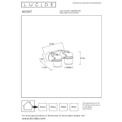 Plafonnier Exterieur Lucide Niort Noir, 2 Lumieres