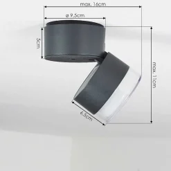 Plafonnier Exterieur Papagayos Led Anthracite, Blanc, 1 Lumiere, Changeur De Couleurs