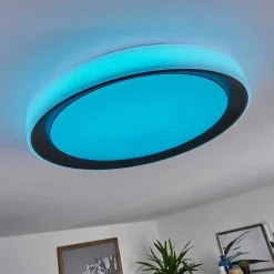 Plafonnier Gladstone Led Noir, Blanc, 1 Lumiere, Telecommandes