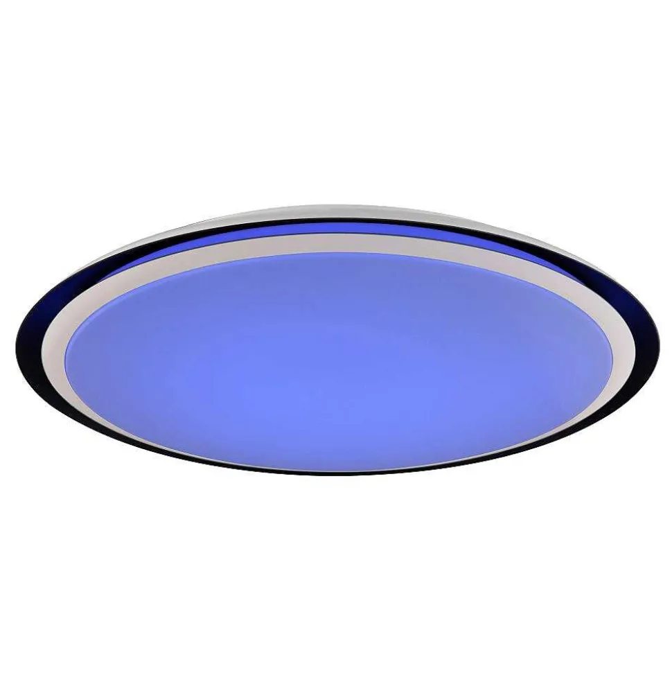 Plafonnier Globo Xaver Led Noir, Blanc, 2 Lumieres, Telecommandes, Changeur De Couleurs