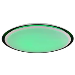 Plafonnier Globo Xaver Led Noir, Blanc, 2 Lumieres, Telecommandes, Changeur De Couleurs